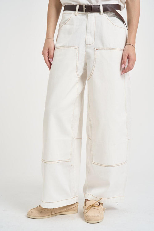 Pantalone donna wide leg bianco