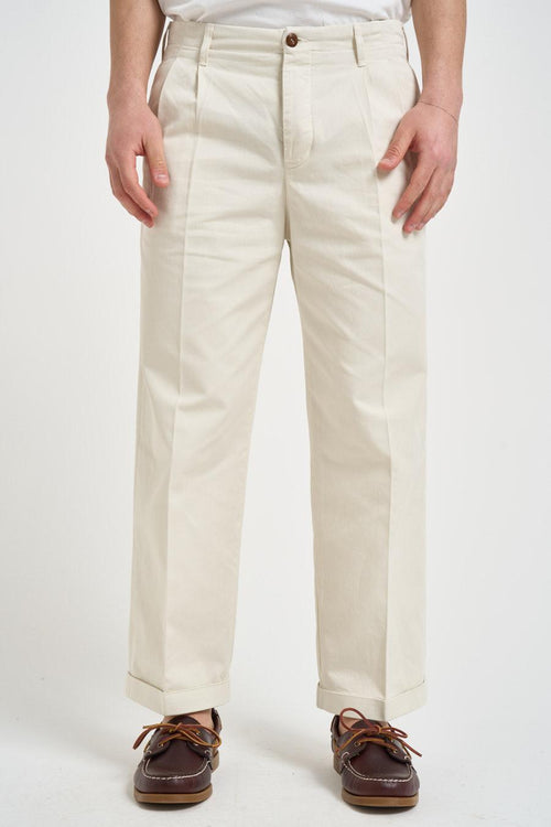 Pantalone uomo gamba dritta crema