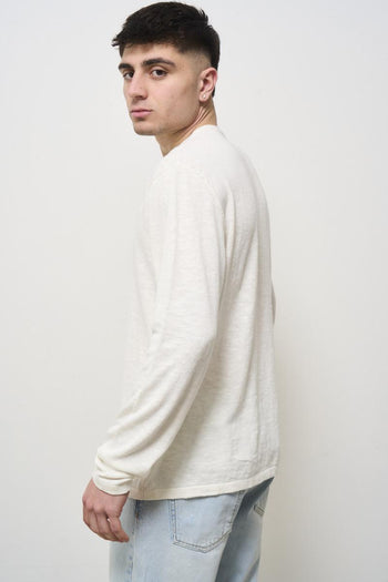 Men's white crew neck sweater - 4