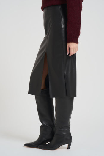 Gonna donna midi in ecopelle nera - 3