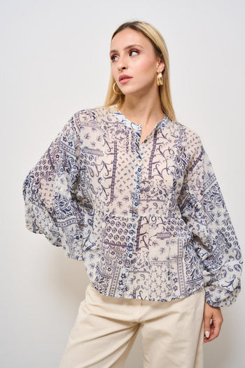 Blusa donna fantasia blu - 3