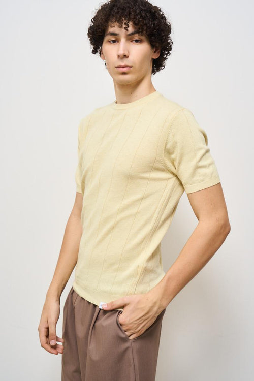 T-shirt uomo girocollo in maglia gialla