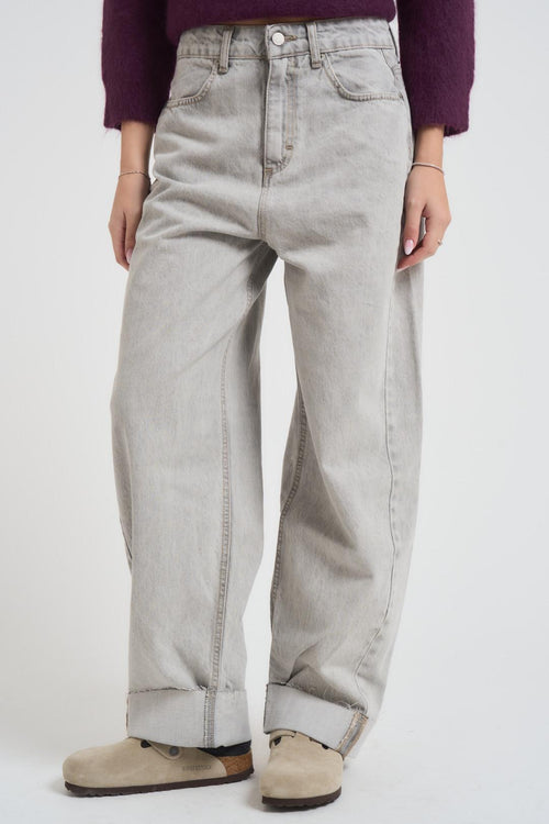 Jeans donna wide leg grigio chiaro