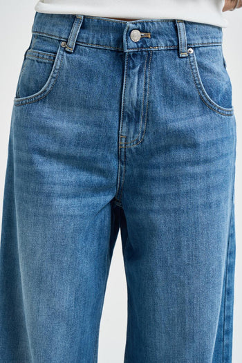 Jeans donna gamba larga in denim blu - 4
