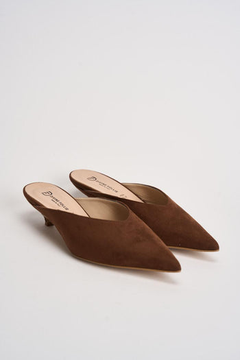 Sabot donna in suede marrone - 3