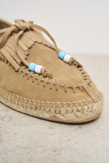 Women's beige suede moccasin - 4