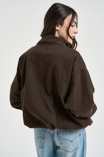 Giubbotto donna in denim marrone - 4