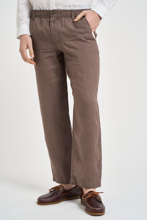 Pantalone uomo in lino fango - 2