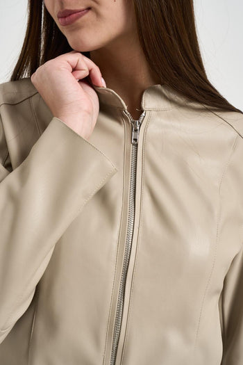 Giubbotto donna in ecopelle beige - 3