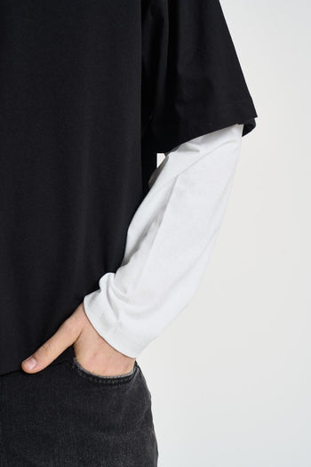 T-shirt uomo struttura a doppio strato bianca e nera - 5
