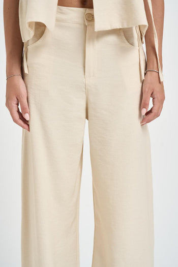 Pantalone donna a palazzo panna - 5