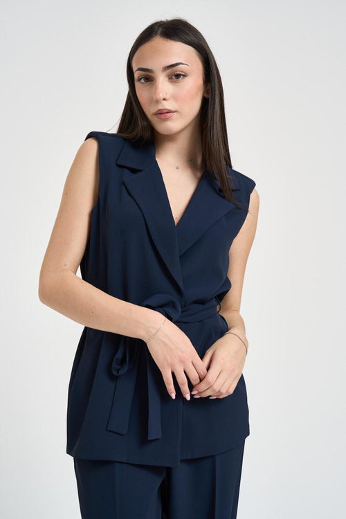 Abito donna gilet e pantalone blu notte - 2