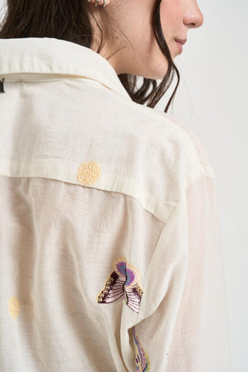 Camicia donna in tessuto leggero con dettagli ricamati - 6
