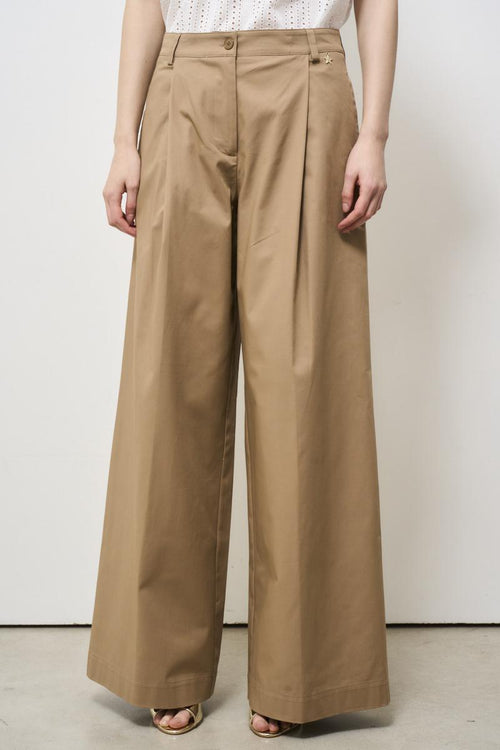 Pantalone donna beige con pinces