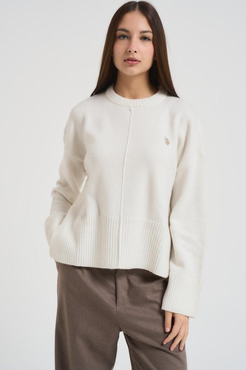 Maglia donna girocollo panna