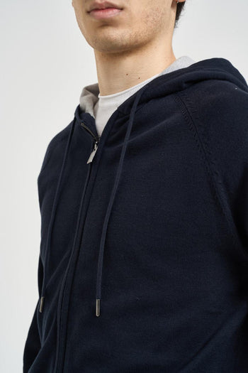 Felpa uomo con zip blu - 3