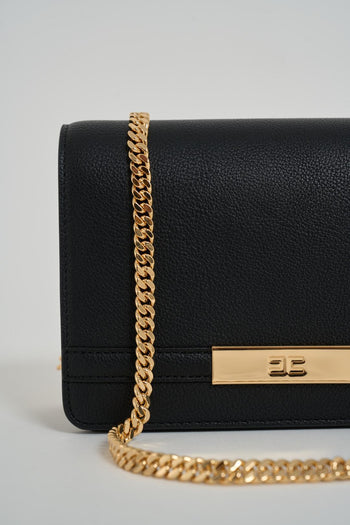 Borsa donna nera a tracolla dorata - 3