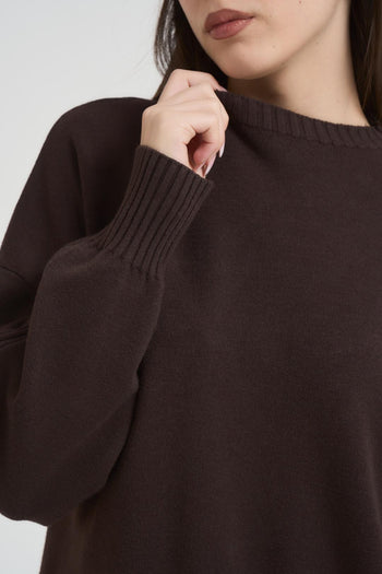 Maglia donna girocollo marrone - 7