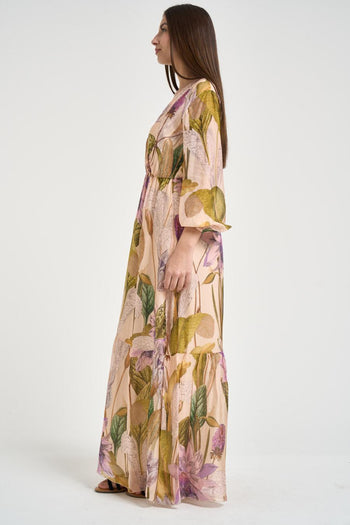 Abito donna lungo con stampa floreale multicolor - 4