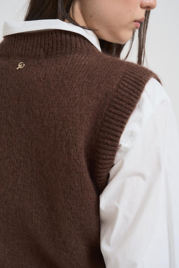 Gilet donna in maglia marrone - 4