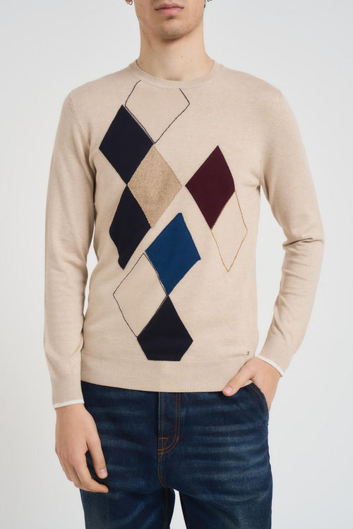 Maglia uomo girocollo beige