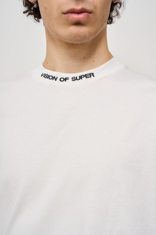 T-shirt uomo bianca dettaglio scritta girocollo - 2