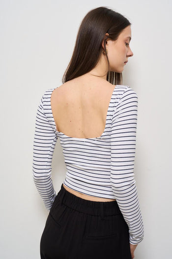 T-shirt donna a righe blu - 3