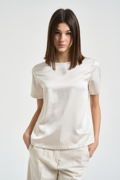 T-shirt donna satinata bianca