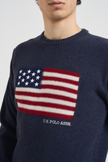 Maglia uomo girocollo bandiera americana blu - 3