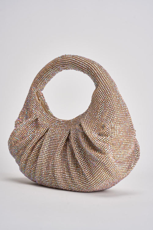 Borsa donna a mano con strass champagne - 2