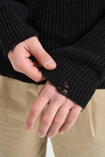 Maglia uomo con rotture nera - 6