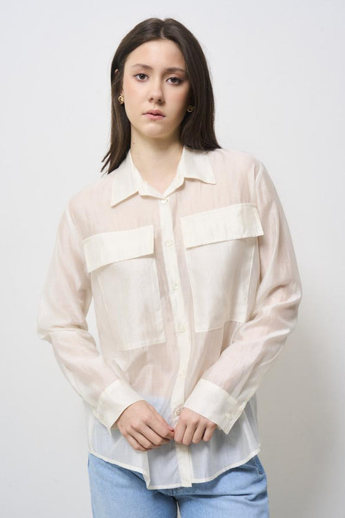 Camicia donna semitrasparente bianca