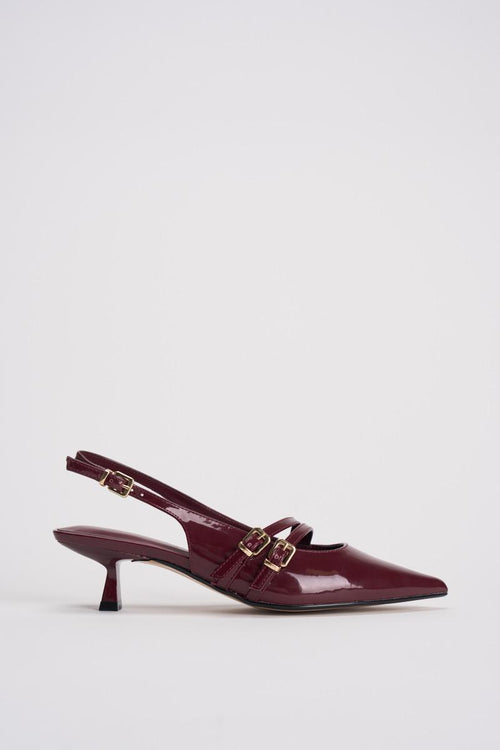 Slingback donna in vernice bordeaux