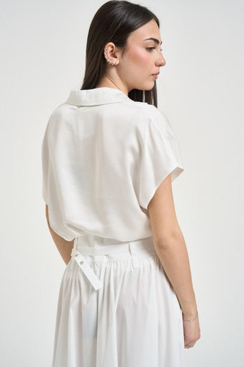 Blusa donna in raso bianca - 4