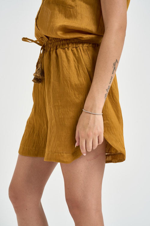 Shorts donna fluidi ocra - 2