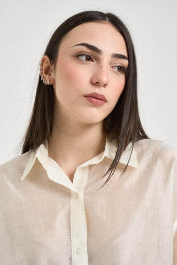 Camicia donna semi-trasparente avorio - 3