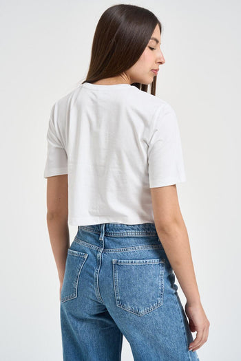 T-shirt donna cropped bianca - 3