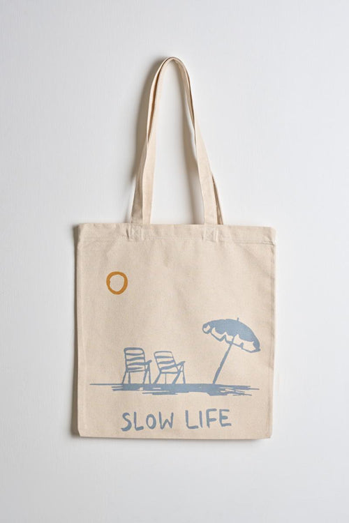 Tote bag donna Slow life ecru