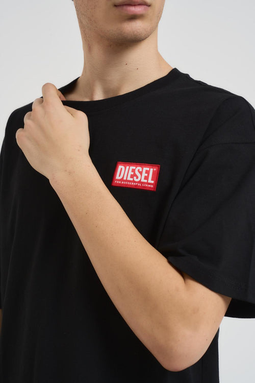 T-shirt uomo girocollo nera con logo - 2