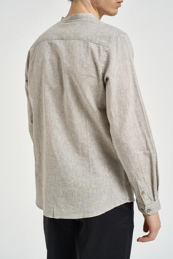 Camicia uomo in lino grigio melange - 4