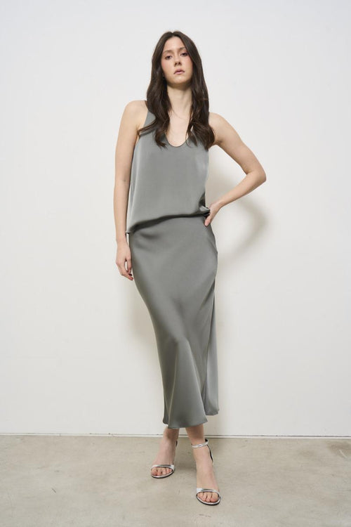 Women's grey satin top