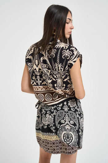Camicia donna fantasia floreale nera - 4