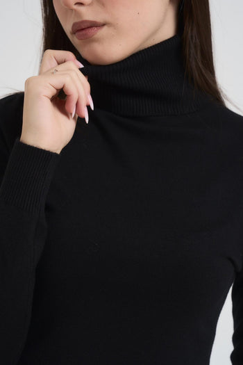 Maglia donna collo alto nera - 3