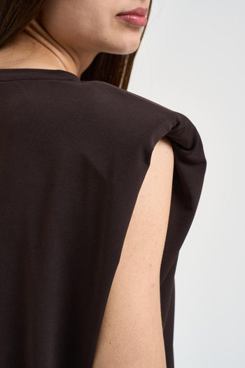 Blusa donna marrone con spalline - 4