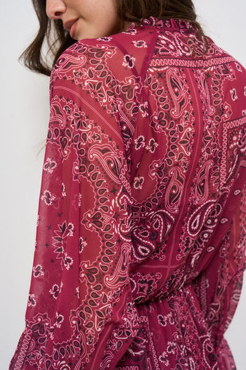 Abito donna lungo fantasia bandana rosso - 7