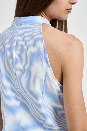 Top donna a righe celeste e bianco - 4
