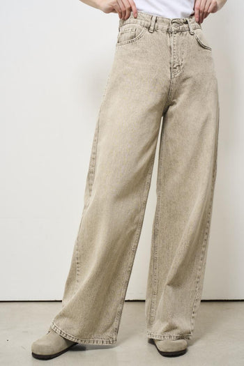 Jeans donna beige a palazzo - 3