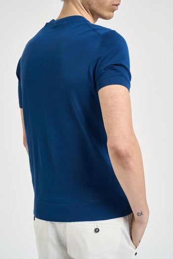 T-shirt uomo in maglia blu royal - 4