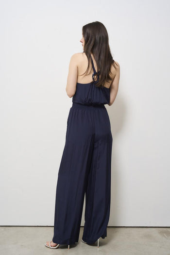 Midnight blue women's jumpsuit dress - 3