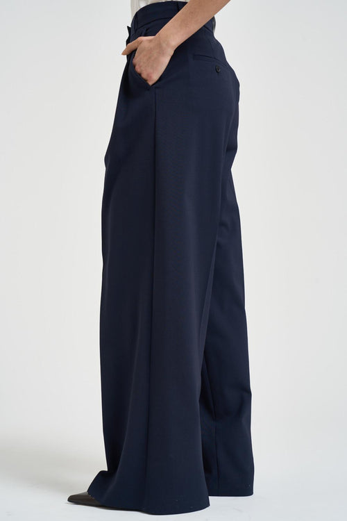 Pantaloni donna a palazzo blu navy - 2